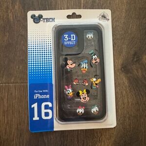 Disney D-Tech 3D Effect iPhone 16 Case - Black with Character Faces